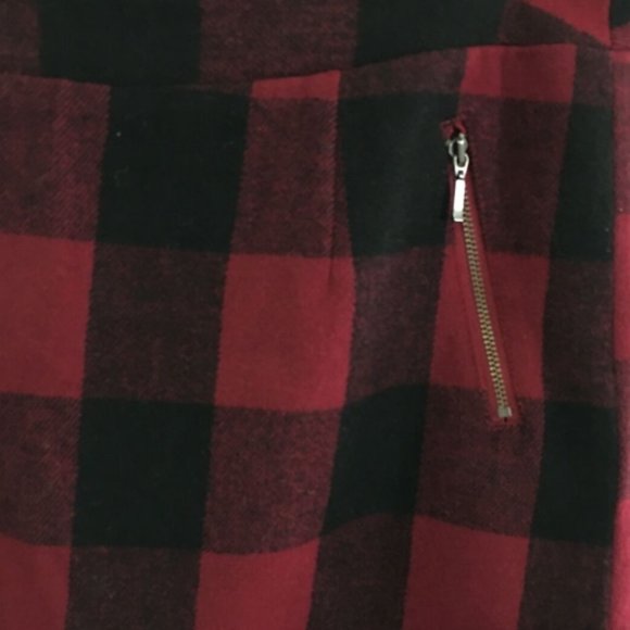 Bob Timberlake SZ 10 Red Plaid Wool BlMini Skirt Zipper Pockets Band Waist Lined - Picture 3 of 7